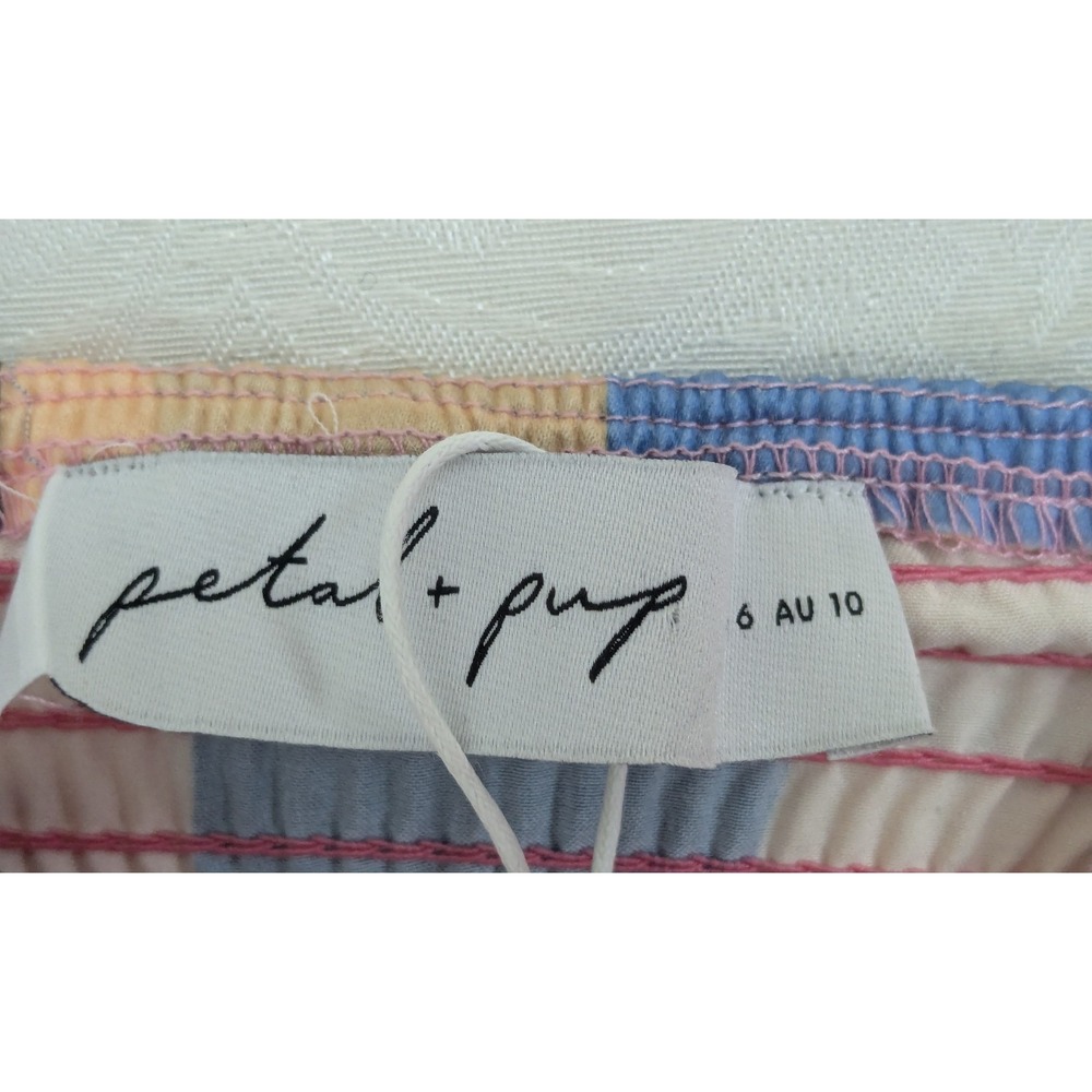 Petal + Pup Multicolored Striped Satin Smocked Back "Cobella" Maxi Dress 6 NWT - Picture 10 of 16